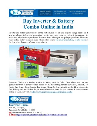 Buy Inverter & Battery Combo Online in India