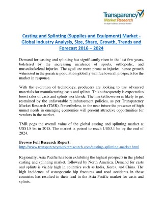 Casting and Splinting market Research Report Forecast to 2024