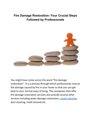 Fire Damage Restoration: Four Crucial Steps Followed by Professionals
