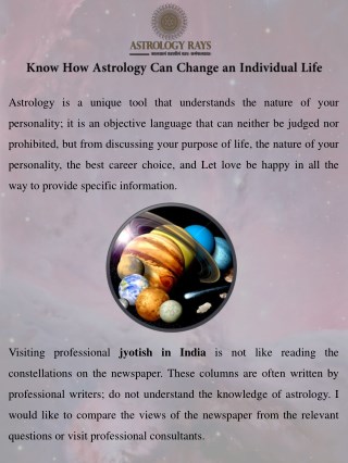 Know How Astrology Can Change an Individual Life - AstrologyRays