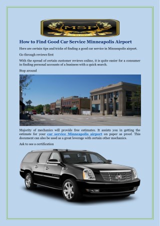 How to Find Good Car Service Minneapolis Airport
