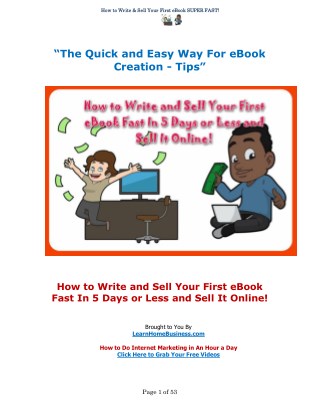 How to Write and Sell Your First eBook Fast in 5 Days or Less and Sell It Online!