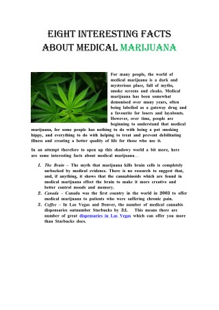 Eight Interesting Facts about Medical Marijuana