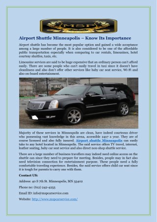 Airport Shuttle Minneapolis – Know Its Importance