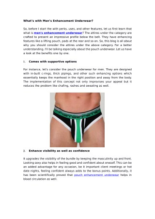 What’s with Men’s Enhancement Underwear?