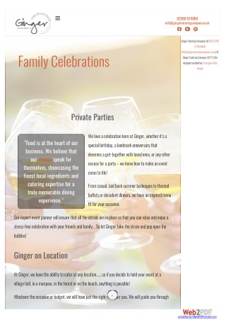 Private Parties And Venue In Hampshire : Ginger Catering Company