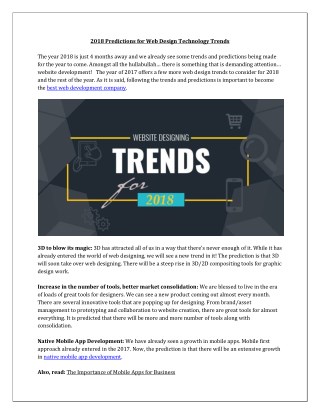 Website Design Technology Trends 2018