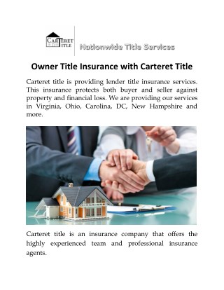 Owner Title Insurance With Carteret Title