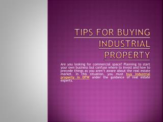 Tips For Buying Industrial Property