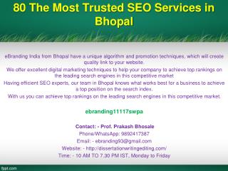 80 The Most Trusted SEO Services in Bhopal