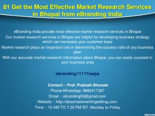 81 Get the Most Effective Market Research Services in Bhopal from eBranding India