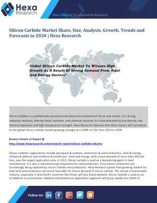 Silicon Carbide Market To Witness High Growth As A Result Of Strong Demand From Steel And Energy Sectors