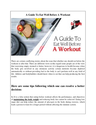A Guide To Eat Well Before A Workout