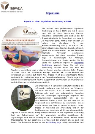 Tripada ® - Die Yogalehrer Ausbildung in NRW