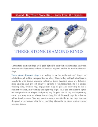 Should I Buy Three Stone Ring – Know From the Experts