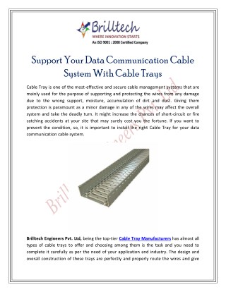 Support Your Data Communication Cable System With Cable Trays