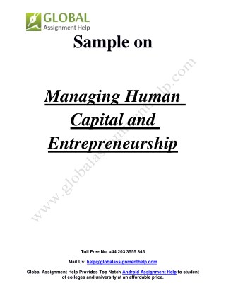 Sample Report on Managing Human Capital and Entrepreneurship by Global Assignment Help