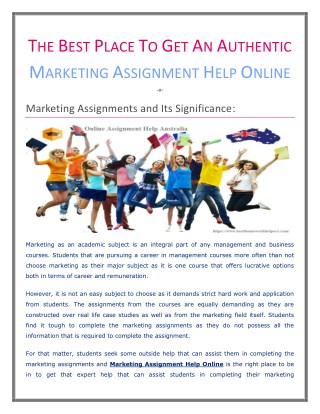The best place to get an authentic Marketing Assignment Help Online