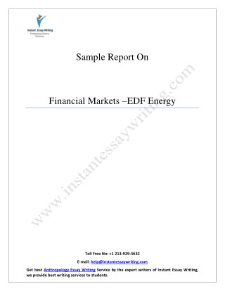 Sample Report on Financial Markets –EDF Energy