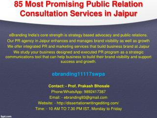 85 Most Promising Public Relation Consultation Services in Jaipur