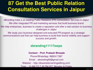 87 Get the Best Public Relation Consultation Services in Jaipur