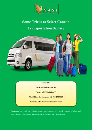 Some Tricks to Select Cancun Transportation Service