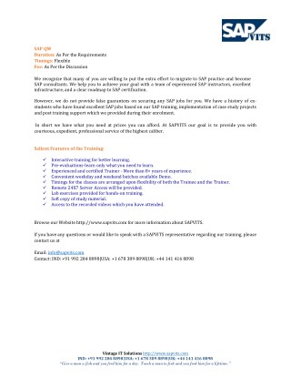 SAP QM PDF | SAP QM Online Training in Hyderabad