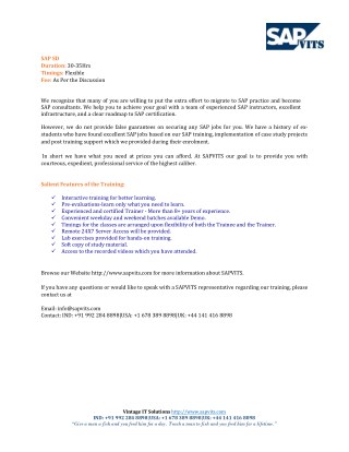 SAP SD Training PDF | SAP SD Training in Pune