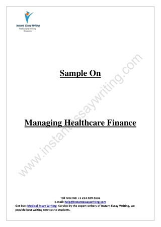 Sample Report on Managing Healthcare Finance by Instant Essay Writing