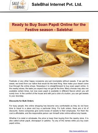 Ready to Buy Soan Papdi Online for the Festive season