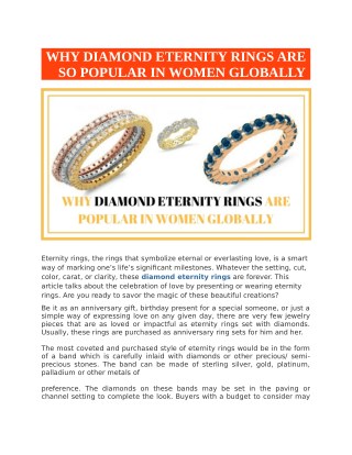 Why Diamond Eternity Rings Are So Popular in Women Globally
