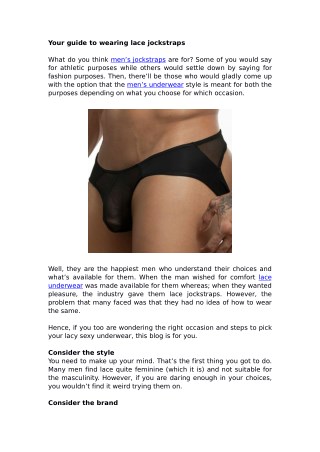 Your guide to wearing lace jockstraps