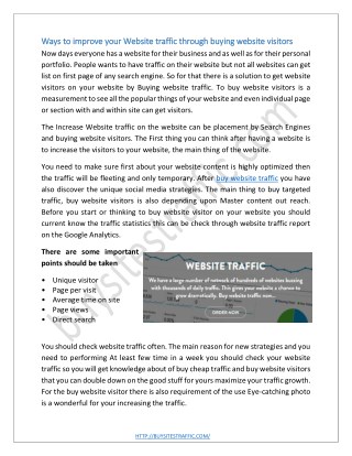 Ways to improve your Website traffic through buying website visitors