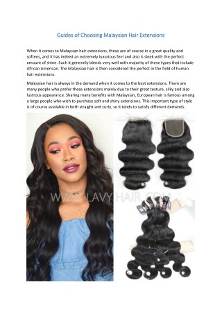Guides of Choosing Malaysian Hair Extensions
