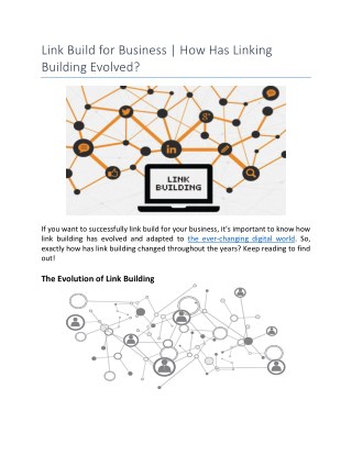 Link Build for Business | How Has Linking Building Evolved?