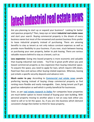 latest industrial real estate news