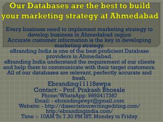 Our Databases are the best to build your marketing strategy at Ahmedabad