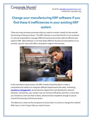 Change your manufacturing ERP software