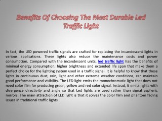 Benefits Of Choosing The Most Durable Led Traffic Light