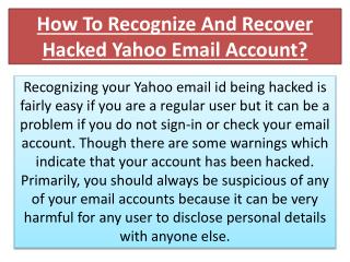 How To Recognize And Recover Hacked Yahoo Email Account?