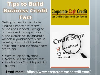 Tips to Build Business Credit Fast with CorporateCashCredit.com