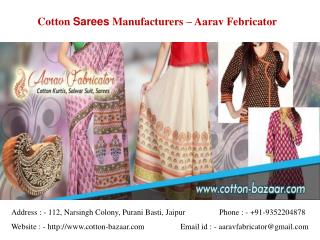 Cotton Sarees Manufacturers in India