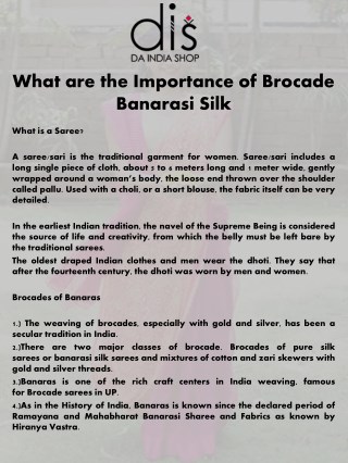 What are the Importance of Brocade Banarasi Silk