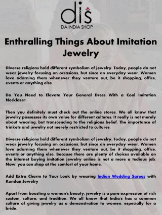 Enthralling Things About Imitation Jewelry