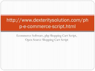 Ecommerce Software, php Shopping Cart Script