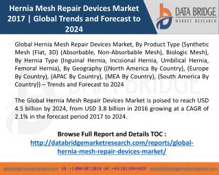 Hernia Mesh Repair Devices Market Outlook (2017-2024) & Key Players