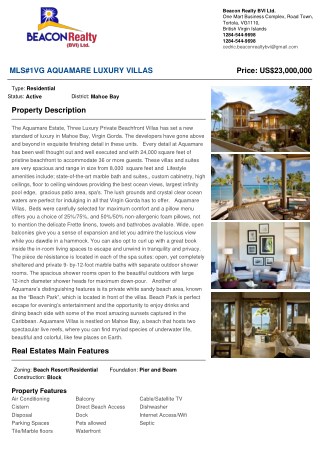 Residential Property on Sale - MLS#1VG Aquamare Luxury Villas