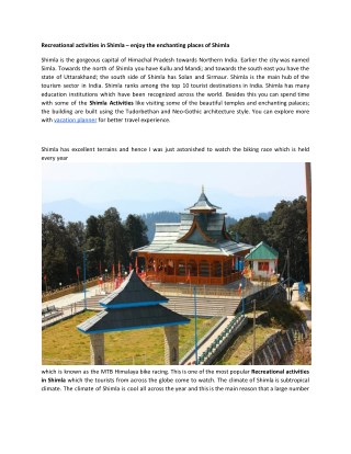 Recreational activities in Shimla