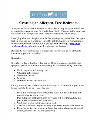Creating an Allergen-Free Bedroom