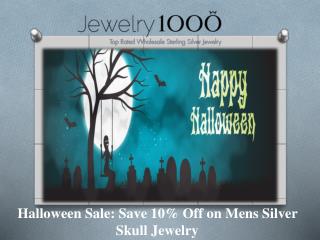 Halloween Sale Save 10% Off on Mens Silver Skull Jewelry.